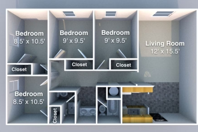 This is a basic layout of the apartment. - 314 S. Chauncey Ave, Shared Apartment, 1 Room Ready for Sublet