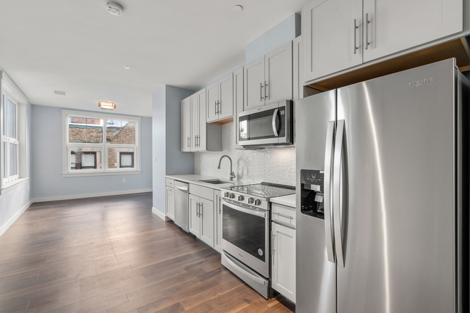 kitchen - New construction North Brookline studio with AC and in unit laundry