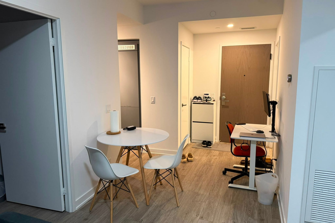 Living room - View to unit door - Bright and Spacious 2beds+2baths, Parking& Locker  Condo at 30 Tretti Way