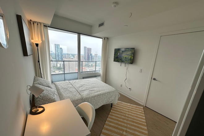 Bedroom - Fully Furnished Private Rooms | Near Toronto Metropolitan University & Yonge-College