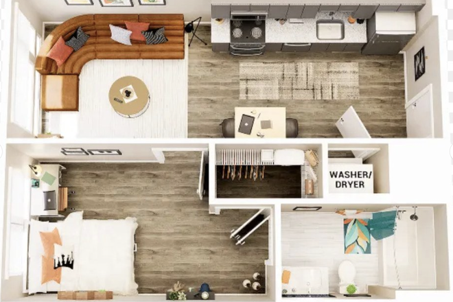Floorplan - The Union, 1 Bedroom 1 Bathroom