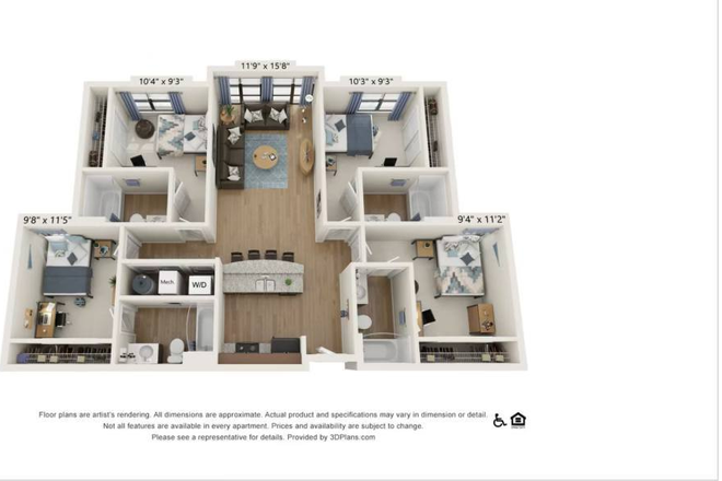 You would be the room in the top left, however, our apartment layout is reversed from the image. - Private Bedroom + Bathroom in a 4x4 at The Varsity! $100 discount! $999/month rent (negotiable!) Apartments