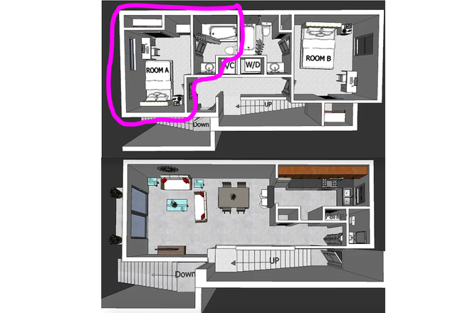 Floorplan - College Town, Spacious 1x1 in Townhouse