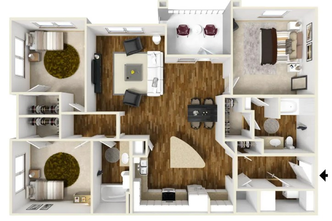 The Town Floor Plan - Faulkner Flats Apartment
