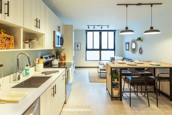 Kitchen & Living Room - Hub on Campus - 3rd Ave Apartments
