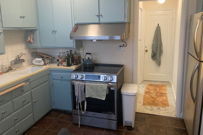 Kitchen- new induction stove - Creekside Apartment in historic North Berkeley house- short term or annual