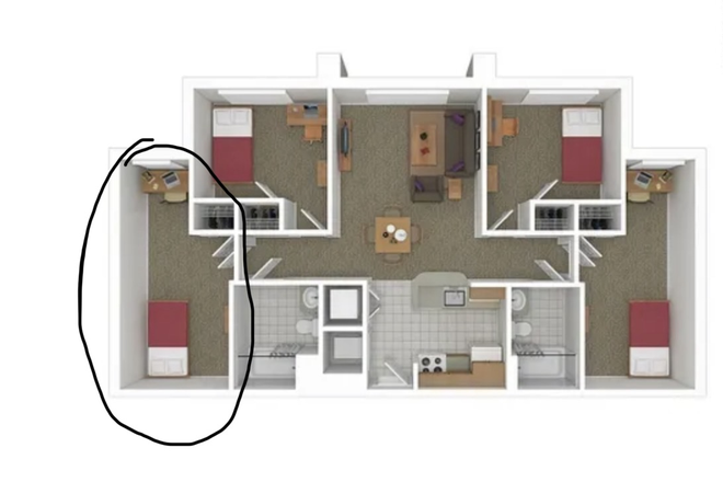 Bedroom A - South Campus Commons 3 Spring Sublet Apartments