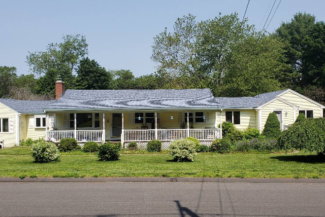 The house from the street with new room - Furnished 1 bedroom / 4 room apt. / private deck / clean and quiet / 15 min. to UConn 20 min to Hftd