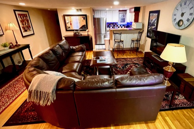 Living Room - 2 Bedroom Furnished & Patio. Flexible Lease Terms. Stay a semester, academic year. Decide later.