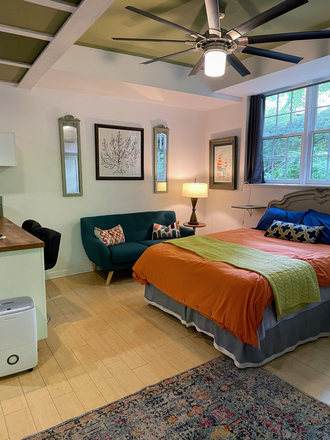 overlook into studio from kitchen - urban hideaway in candler park House