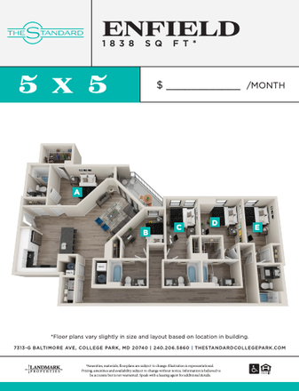 Flyer of Floorplan - The Standard College Park - Relet Apartments