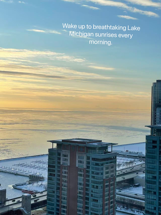 Wake up to Breathtaking Lake Michigab sunrise every morning - 37th Floor Lake View 1BR | 10 Min Walk to Northwestern University Chicago Campus | In-Unit Laundry Apartments