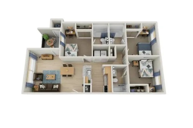 Floorplan. Not at apartment right now so I can't give images of actual interior, but this is the layout. Will provide proper photos later. - The Pointe Rental