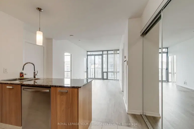 Kitchen and living room - 1 Furnished living room, 2 bedroom, 2 bath, In-suite laundry, balcony