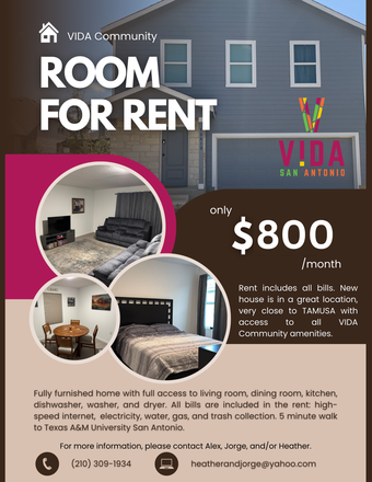 Flyer - Vida Community Room For Rent