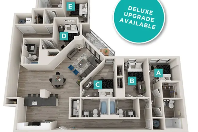 Bird's Eye View of apartment. Virtual tour is listed as well. - The Standard At College Park, one spot at a 4x4 apartment
