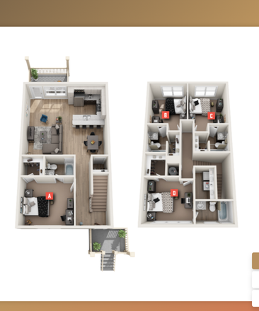 floor plan - Unit 206 at The Station - Carter Townhome & Furnished - close to campus!