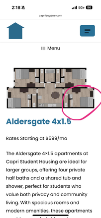 Floor Plan View - Capri Student Living Quad Apartment