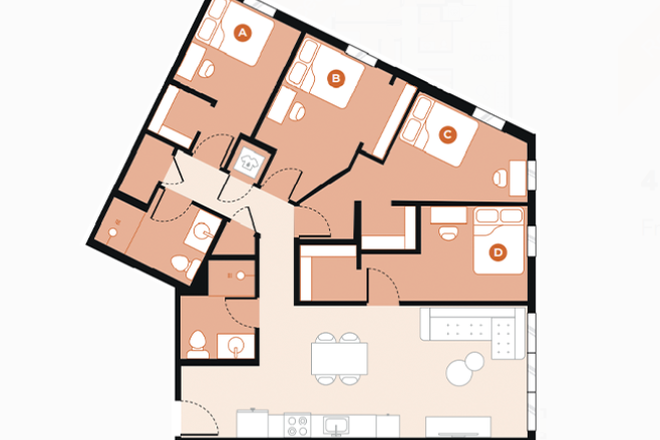 apartment floorplan - Hub on Campus Tampa Apartments