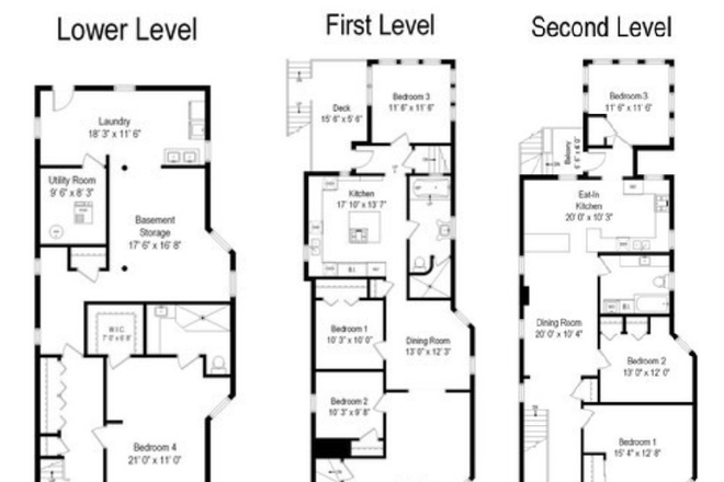 Floor Plans - Unique brick two-flat with private side yard and spacious rooms one block from the lake Duplex