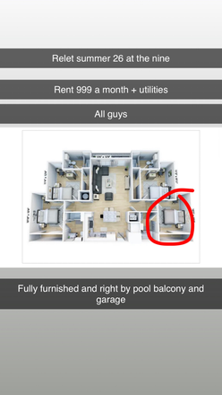 Bedroom and bathroom - Need One Person For The nine UCF sublease Apartments