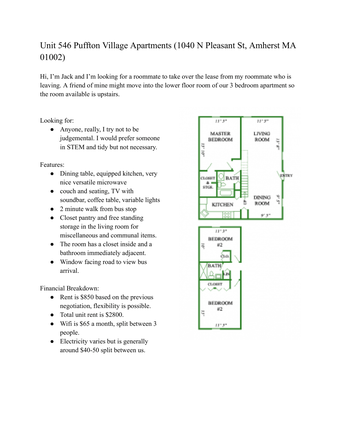 Detail Sheet - Puffton Village 3 Person Apartment