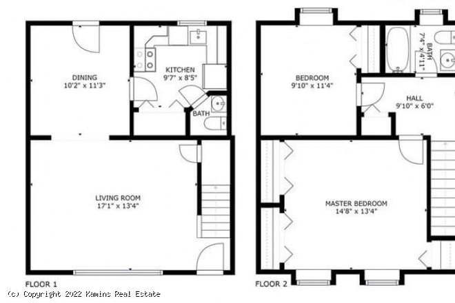 floor plan - North Amherst center -  2 bed 1.5 Bath Apartment