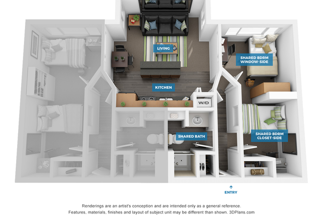 The floorplan of the unit - Sterling Apartments sublease offer close to campus