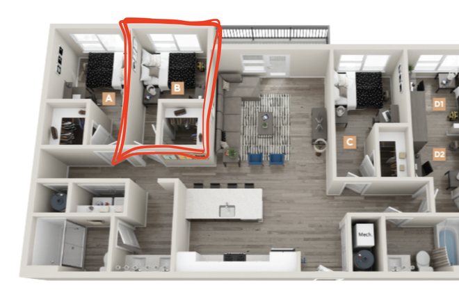 The Palm floor plan (this lease is for Room B) - Legacy at the Standard