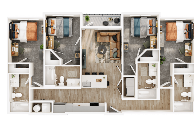 Bedroom C - Aperture 4 x 4 Relet for Summer Term! Option to renew if needed Apartments