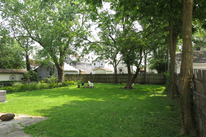 back yard - Three bedroom located 5 minute walk to campus. Property remodeled five years ago. Two baths Triplex