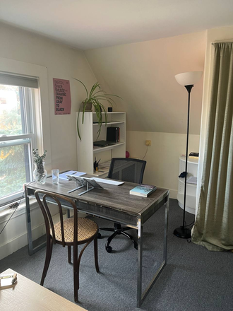 Study area in the living room - Cozy Furnished Apartment for Sublet in Cambridge