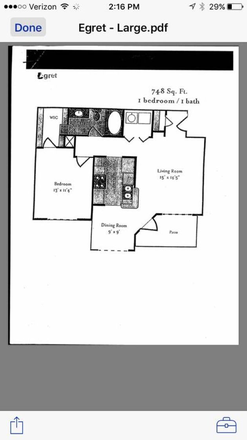 Floorplan - Peninsula on James Island, near James Island Connector, 1 BD/1BA *Marsh View* Apartments