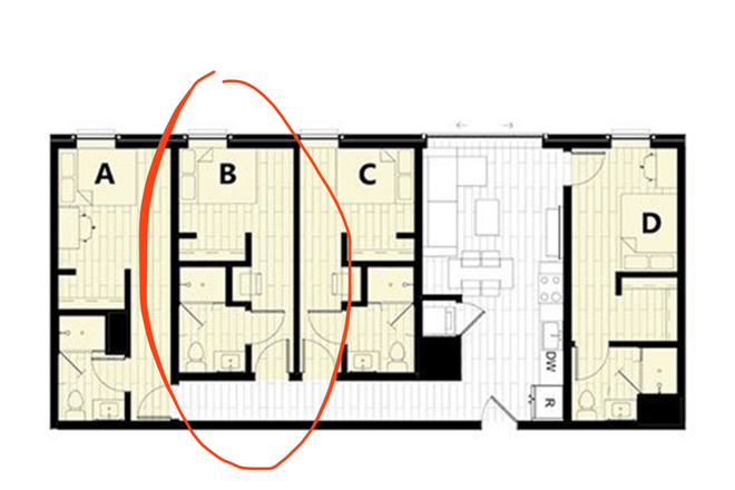 You will get unit 520B but note that the image is flipped - Bedroom with private Bathroom sublease at Hub on 3rd