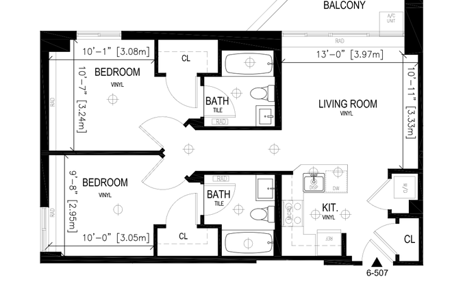 Floor plan - 1 or 2 bedroom available at 6 SFP Apartments