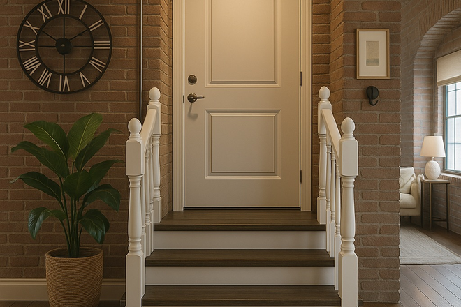 Front entrance; comes with two private parking spots - Spacious Furnished Loft Near Brown (2k sq feet) – Private Floor + Amenities