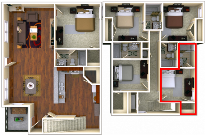 Bedroom with attached bathroom and closet - Brexx at Blacksburg
