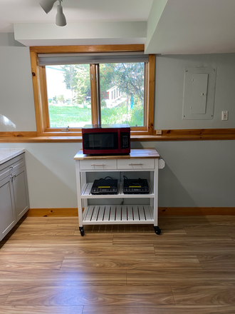 Rolling cart with micorwave. - Studio apartment