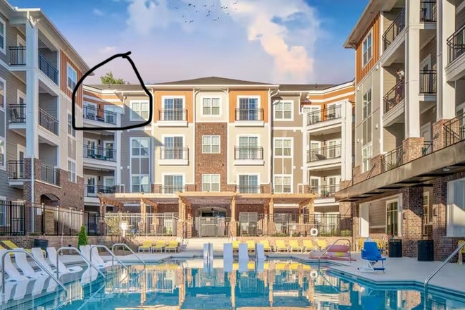 The room is the circled corner balcony - The Eastern on Tenth (I am student trying to find someone to take over my lease)