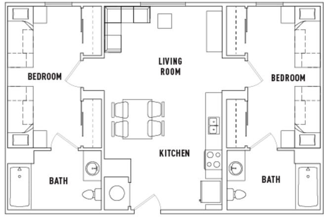 Floor plan of unit lease - Summer Sublease for Plaza Verde II (Female Only) Apartments