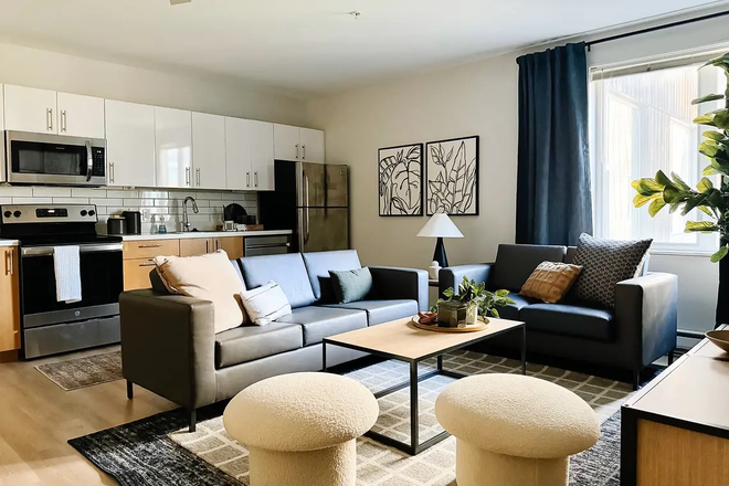 Kitchen and Living Room - Yugo Skybox: 4 bed 2.5 Bath, close to campus!