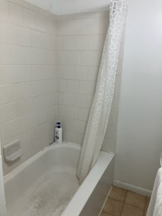 Bath - One bedroom of a two bedroom basement apartment Shared bathroom, kitchen and laundry.