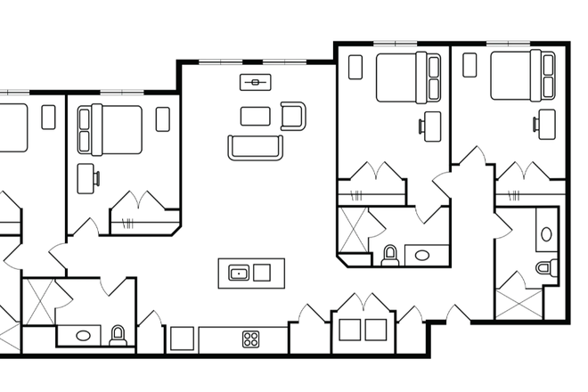 floorplan of the 4 bed, 4 bath from The Verge website - The Verge Apartments