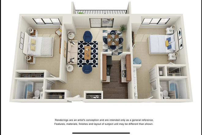 Overview of apartment - Triangle Towers, 2 bedrooms, 2 bathrooms - very close to grad schools Apartments