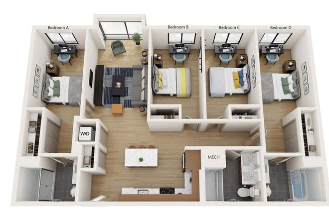 Floorplan - Best Buddies Living at 525 LINC Apartments