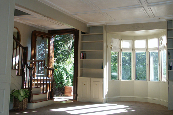 View to pirvate patio and bookcases - Country Club Townhome, two miles from DU, in Historic Landmark District