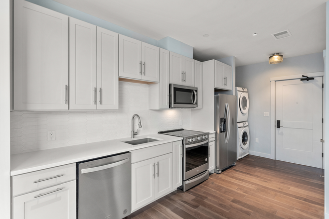 kitchen - New construction North Brookline studio with AC and in unit laundry Apartments