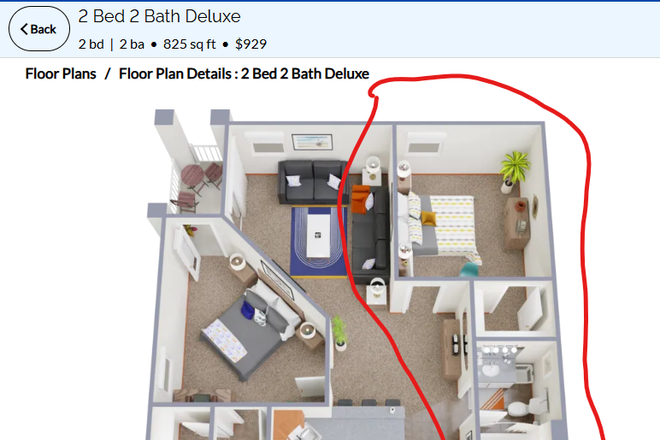 you get the room with the bathroom NOT attached - Riverwalk Apartments