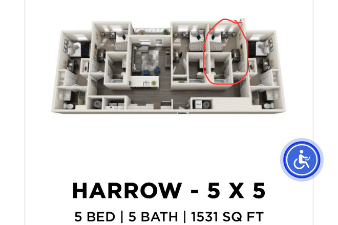 Bedroom D of the 5x5 floorplan - The Standard at Tampa