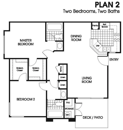 Floorplan (master would be yours) - Master Bedroom -- w ur own bathroom and walk in closet (2BR/2BTH -- Spruce Village Apartments)